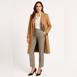 Ann Taylor Curvy Fit Glen Plaid Ankle Trousers Gray Officecore Size 8